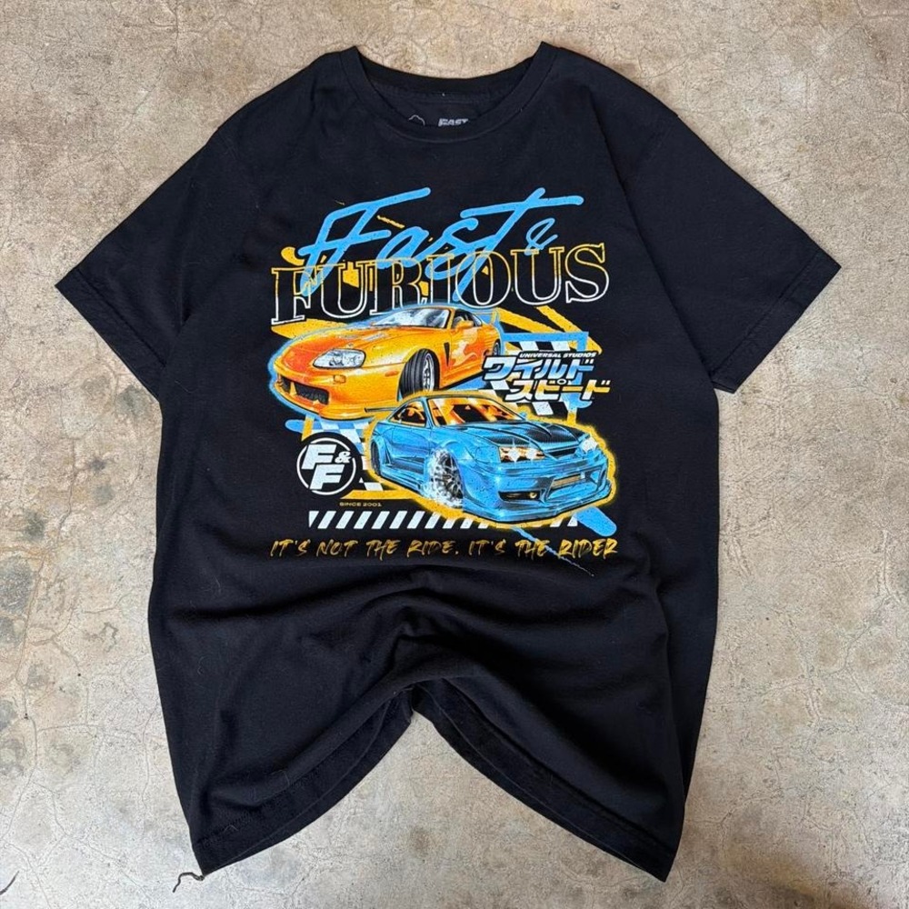 Fast and furious black MENS MEDIUM racing cars tee
